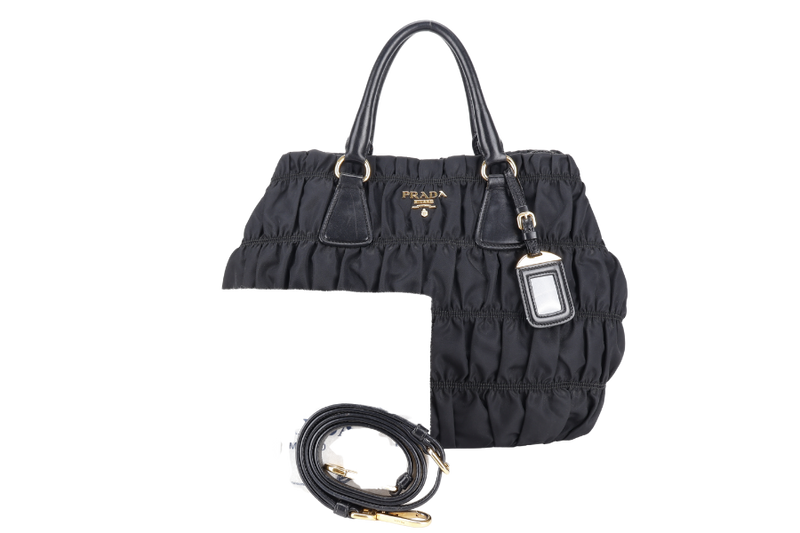 PRADA B1789M TESSUTO GAUFRE BLACK NYLON WITH CARD, STRAPS AND DUST COVER