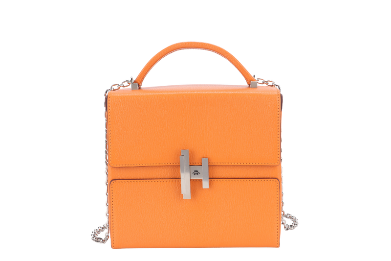 HERMES CINHETIC APRICOT COLOR CHEVRE LEATHER SILVER HARDWARE STAMP C (YEAR 2018) WITH DUST COVER