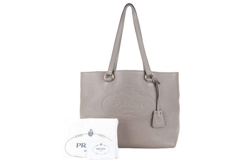 PRADA SAFFIANO LEATHER HANDBAG GOLD HARDWARE WITH DUST COVER AND CARD