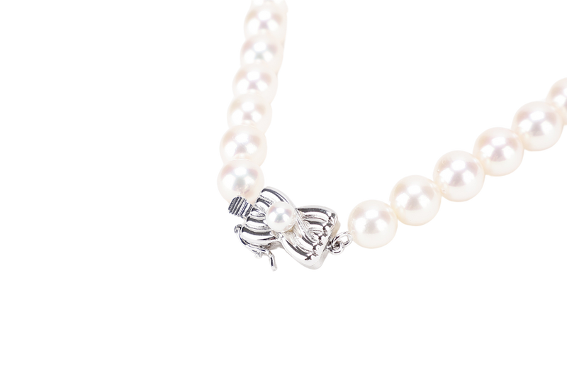 TASAKI PEARL NECKLACE 36.0G 7.5-8.0MM SV SETTINGS 40CM WITH BOX