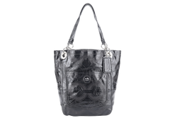 COACH ALEX BLACK PATENT LEATHER SHOULDER BAG SILVER HARDWARE (K0920-14265) NO DUST COVER