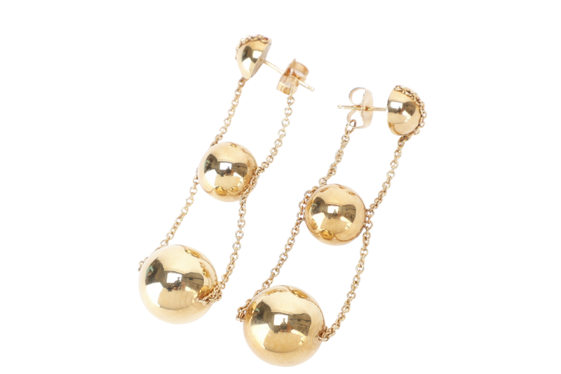 TIFFANY & CO TRIPLE DROP EARRINGS 18K YG 12G WITH BOX