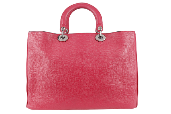 CHRISTIAN DIOR DIORISSIMO TOTE BAG (09-MA-0173) LARGE PINK PEBBLED LEATHER, SILVER HARDWARE, WITH CARD, STRAP & DUST COVER