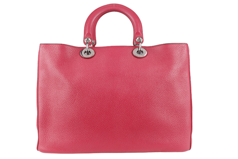 CHRISTIAN DIOR DIORISSIMO TOTE BAG (09-MA-0173) LARGE PINK PEBBLED LEATHER, SILVER HARDWARE, WITH CARD, STRAP & DUST COVER