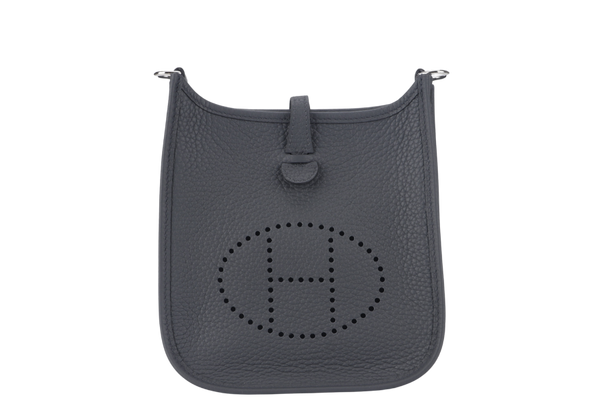 HERMES EVELYNE TPM STAMP W (YEAR 2024) GRIS MISTY CLEMENCE SILVER HARDWARE WITH STRAPS AND DUST COVER