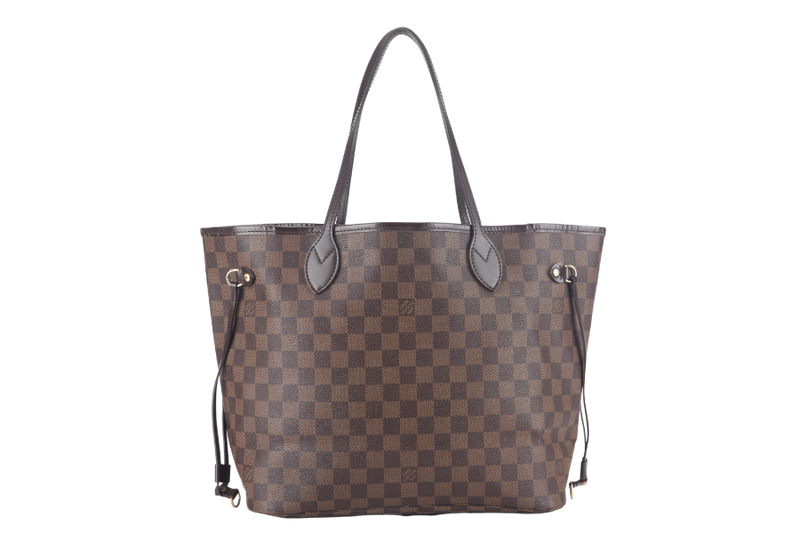 LOUIS VUITTON NEVERFULL MM DAMIER EBENE CANVAS GOLD HARDWARE SP0122 NO DUST COVER