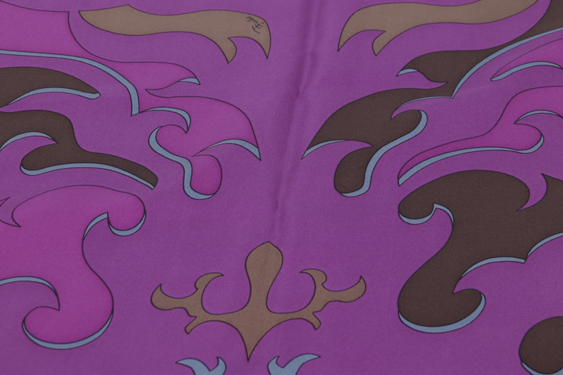 PUCCI SCARF PURPLE SILK 85CMx85CM