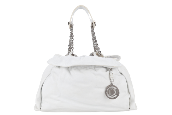 CHRISTIAN DIOR LE TRENTE WHITE LEATHER SHOULDER BAG SILVER HARDWARE NO DUST COVER