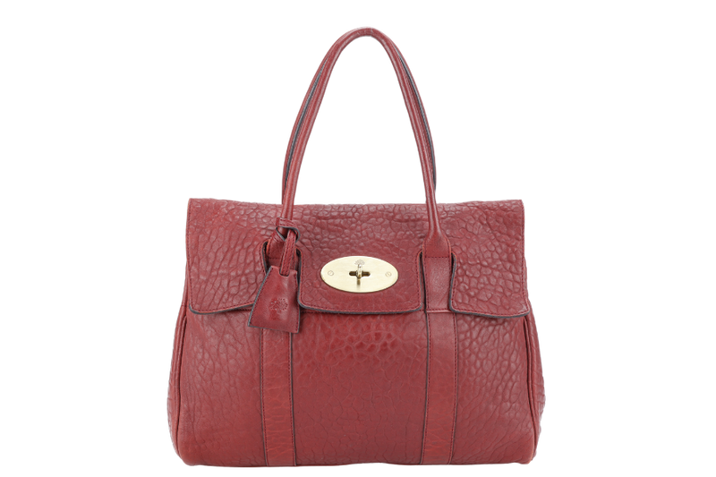 MULBERRY THE BAYSWATER SATCHEL BURGUNDY LEATHER GOLD HARDWARE NO DUST COVER