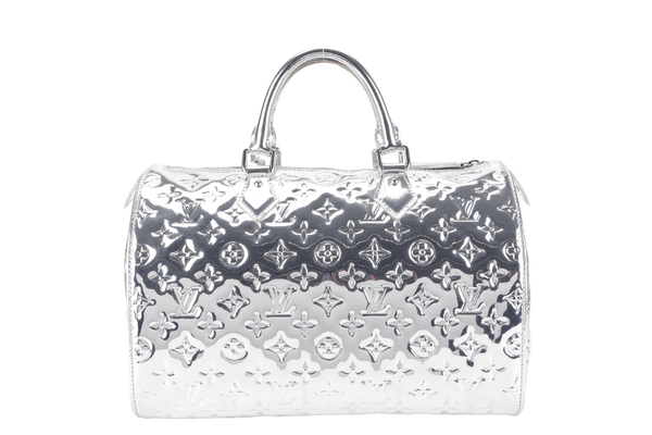 LOUIS VUITTON SPEEDY 30 SILVER METALLIC SILVER HARDWARE WITH DUST COVER