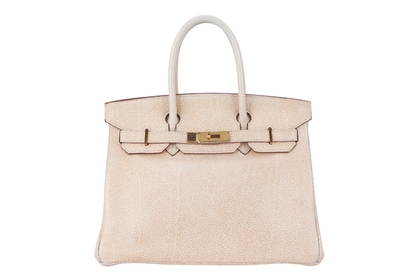 HERMES BIRKIN 30 ORANGE DALMATIAN BUFFALO LEATHER GOLD HARDWARE STAMP F (2002) WITH KEYS, LOCK AND DUST COVER