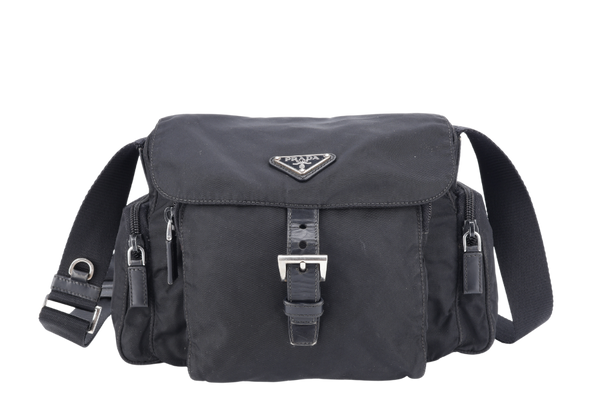 PRADA TESSUTO CROSSBODY BLACK RE-NYLON SILVER HARDWARE NO DUST COVER