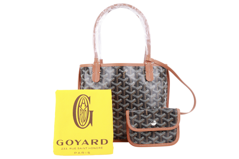 GOYARD ANJOU MINI BAG BLACK AND TAN COLOR WITH DUST COVER