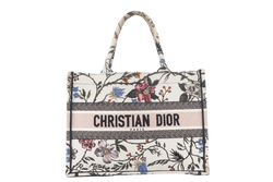 CHRISTIAN DIOR BOOK TOTE (50-MA-0250) MEDIUM ROSA MUTABILIS FLORAL EMBROIDERY NO DUST COVER