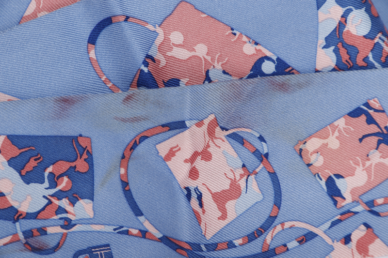 Hermes Silk Twilly Blue x Pink Kelly Bag Print
