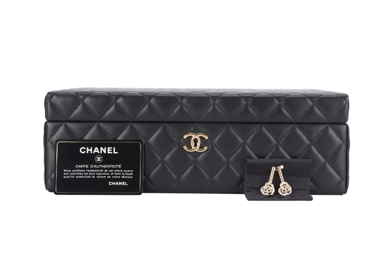 CHANEL BLACK VANITY CASE LIMITED EDITION (2500xxxx) RARA HOME DECOR COSMETIC JEWELRY BOX WITH DUST COVER AND BOX