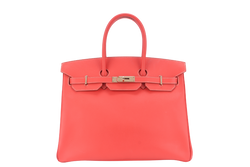 HERMES BIRKIN 35 VERSO ROSE JAIPUR x GOLD EPSOM LIGHT GOLD HARDWARE STAMP P (YEAR 2012) WITH KEYS, LOCK AND DUST COVER