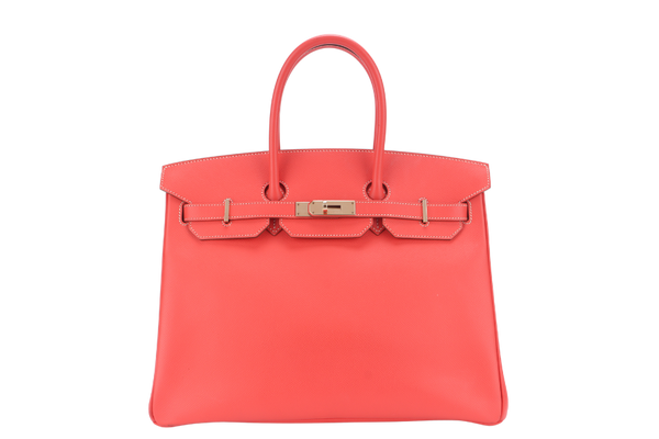 HERMES BIRKIN 35 VERSO ROSE JAIPUR x GOLD EPSOM LIGHT GOLD HARDWARE STAMP P (YEAR 2012) WITH KEYS, LOCK AND DUST COVER