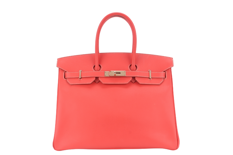 HERMES BIRKIN 35 VERSO ROSE JAIPUR x GOLD EPSOM LIGHT GOLD HARDWARE STAMP P (YEAR 2012) WITH KEYS, LOCK AND DUST COVER