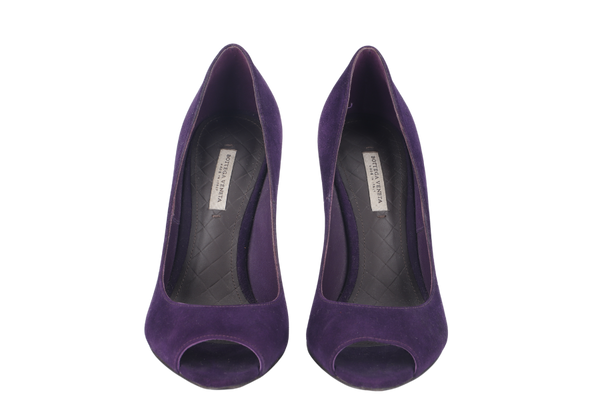 BOTTEGA VENETA HIGH HEELS PURPLE SUEDE SIZE 34.5