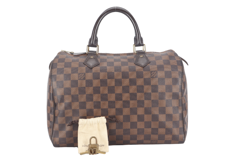 LOUIS VUITTON SPEEDY 30 (N41364) DAMIER EBENE CANVAS GOLD HARDWARE WITH KEYS&LOCK AND DUST COVER