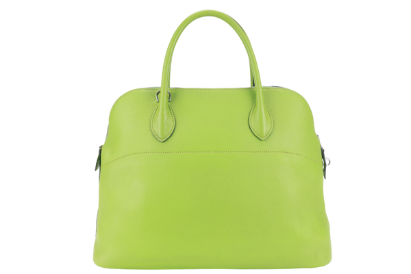 HERMES BOLIDE 35 NANNY GREEN TOGO LEATHER STAMP G SQUARE (YEAR 2003) WITH LOCK&KEYS AND STRAPS NO DUST COVER