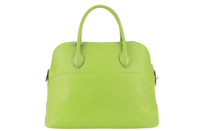 HERMES BOLIDE 35 NANNY GREEN TOGO LEATHER STAMP G SQUARE (YEAR 2003) WITH LOCK&KEYS AND STRAPS NO DUST COVER
