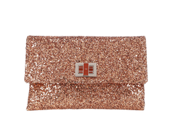 ANYA HINDMARCH BRONZE GLITTER VALORIE CLUTCH WITH BOX ONLY