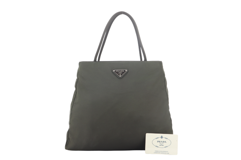PRADA B3864 TESSUTO CITY NYLON GREEN TOTE BAG WITH CARD NO DUST COVER