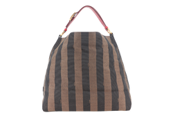 FENDI PEQUIN HOBO BAG (8BR653) BROWN CANVAS GOLD HARDWARE NO DUST COVER