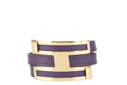 HERMES POUSSE-POUSSE BRACELET IRIS PURPLE SWIFT LEATHER STAMP Q SQUARE (YEAR 2013) GOLD HARDWARE WITH DUST COVER AND BOX