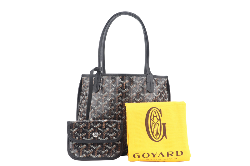 GOYARD MINI ANJOU BLACK GOYARDINE WITH POUCH AND DUST COVER