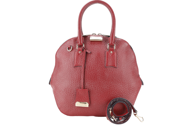 BURBERRY ORCHARD BAG MEDIUM MAROON LEATHER GOLD HARDWARE WITH LONG STRAPS NO DUST COVER