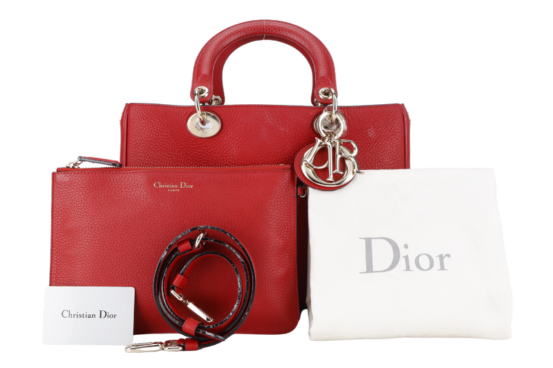 CHRISTIAN DIOR DIORSSIMO RED LEATHER LGHW WITH POUCH, CARD REF _ M090ZOTRL (2014) WITH DUST COVER