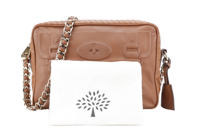 MULBERRY MAISIE BROWN SNAKE PRINT SHOULDER BAG WITH GOLD HARDWARE WITH DUST COVER