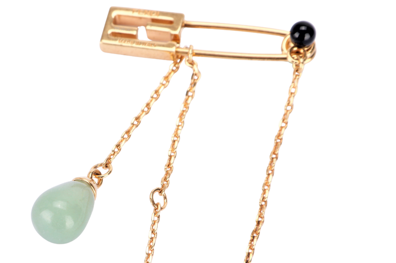 FENDI BAGUETTE CHARMS BRACELET, LIGHT GREEN ENAMEL & GOLD PLATED, NO DUST COVER & BOX