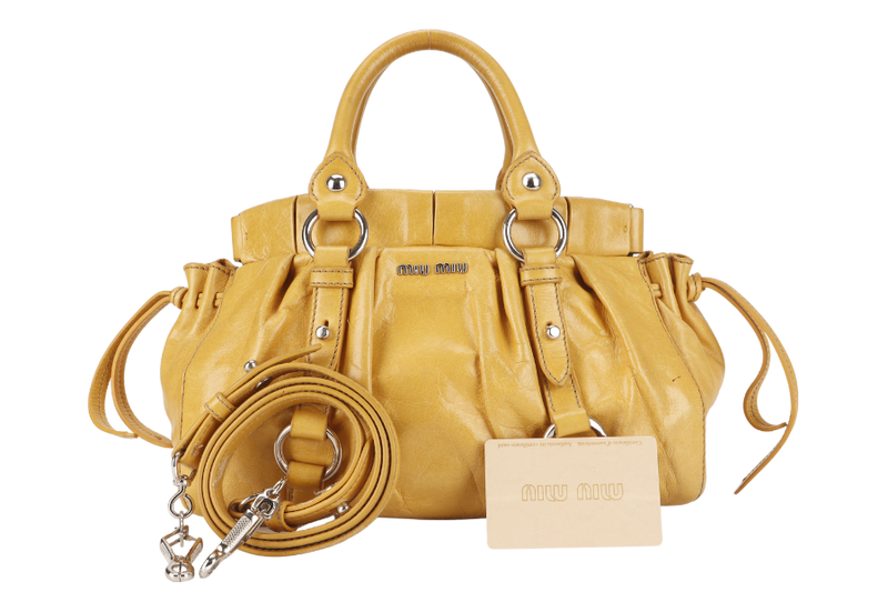 MIU MIU 2WAY SHOULDER BAG (RN06472) YELLOW LEATHER SILVER HARDWARE NO DUST COVER