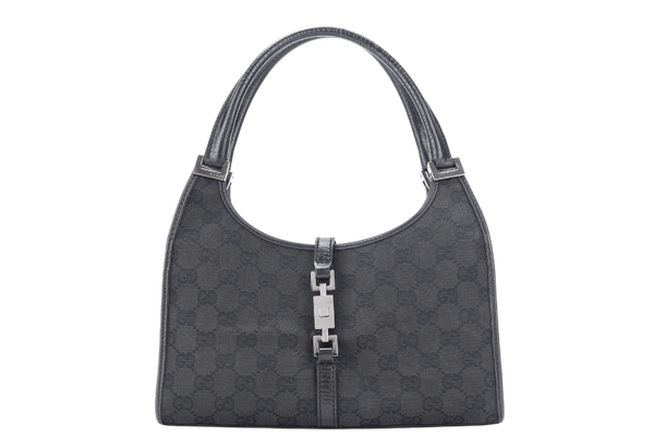 GUCCI JACKIE (01721) BLACK CANVAS & LEATHER SILVER HARDWARE NO DUST COVER