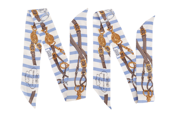 HERMES TWILLY CHAIN BELT BLUE WHITE STRIPE, NO BOX