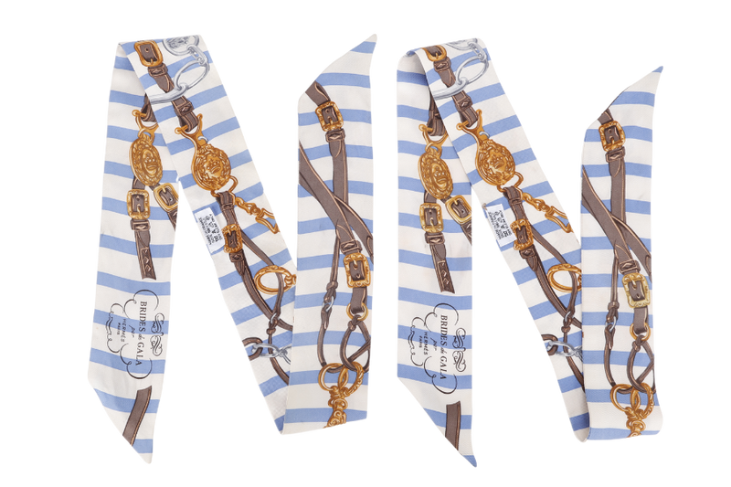 HERMES TWILLY CHAIN BELT BLUE WHITE STRIPE, NO BOX