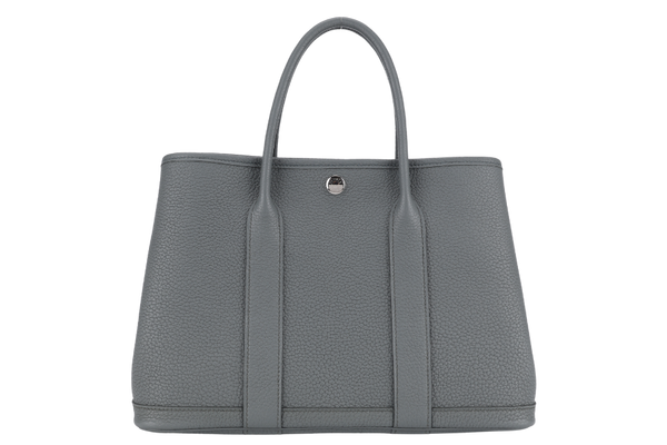 HERMES GARDEN PARTY TPM 30CM GRIS MEYER STAMP W(2024) NEGONDA LEATHER PALLADIUM HARDWARE WITH DUST COVER AND BOX