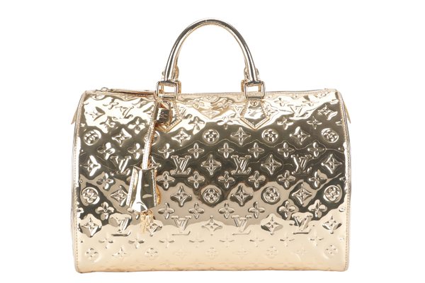 LOUIS VUITTON SPEEDY 35 GOLD METALLIC GOLD HARDWARE WITH KEYS&LOCK AND DUST COVER