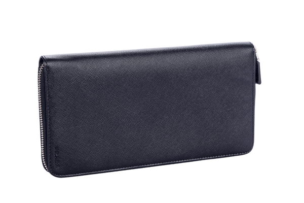 Prada 黑色 Saffiano 大号拉链钱包