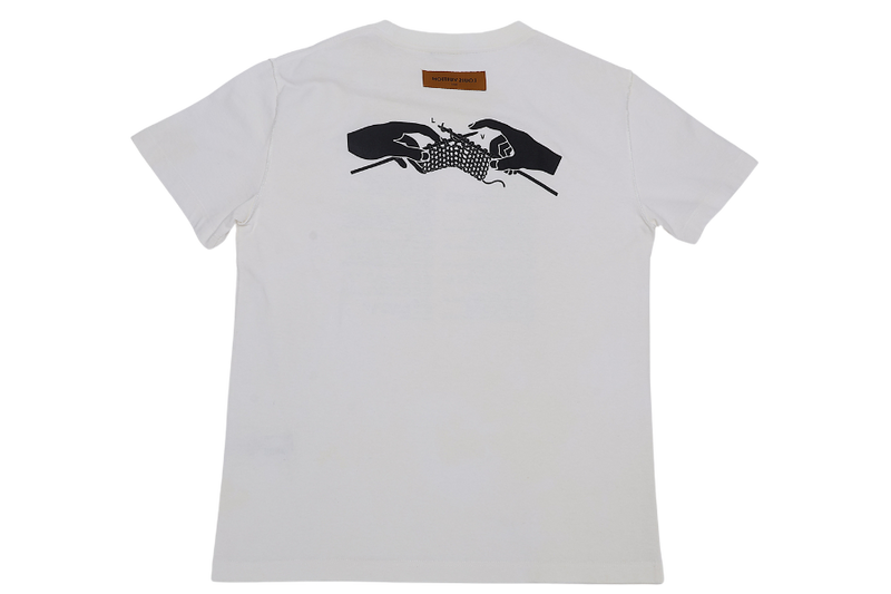 LOUIS VUITTON WHITE CABLE PATTERN TEE SHIRT M SIZE