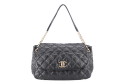 CHANEL RETRO CHAIN ACCORDIAN FLAP LARGE GREY LAMBSKIN LEATHER GOLD HARDWARE (1446xxxx) WITH DUST COVER