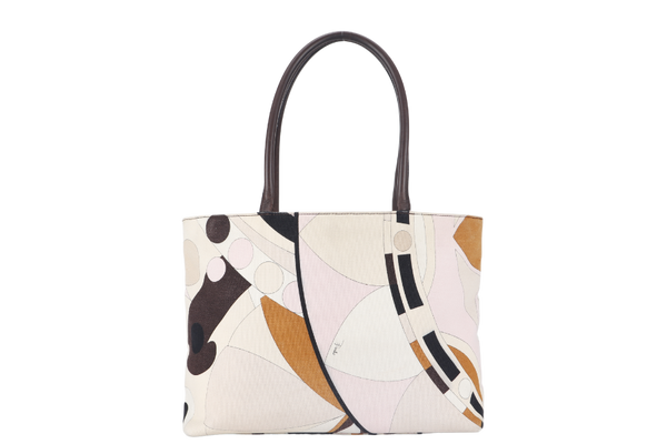 EMILIO PUCCI TOTE BAG MULTICOLOR PRINTED CANVAS SILVER HARDWARE NO DUST COVER