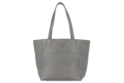 PRADA VITELLO DAINO TOTE BAG (BR5090) GREY LEATHER SILVER HARDWARE NO DUST COVER