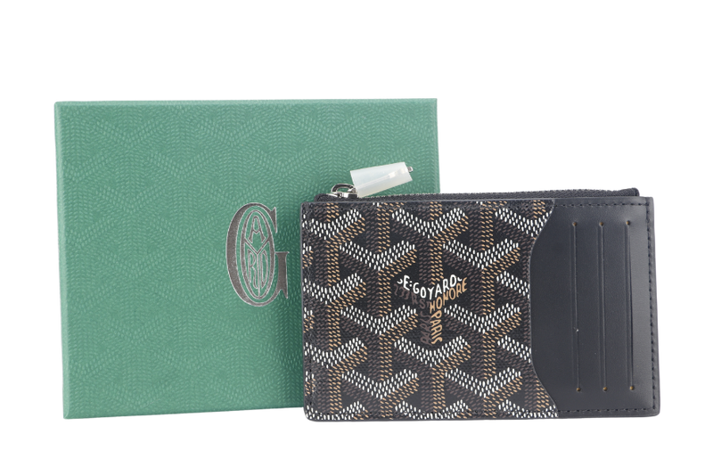 GOYARD BOURBON ZIPPED CARD HOLDER BLACK COLOR WITH BOX