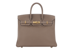 HERMES BIRKIN 25 STAMP X (YEAR 2016) ETOUPE SWIFT LEATHER GOLD HARDWARE WITH KEYS&LOCK, RAINCOAT AND DUST COVER