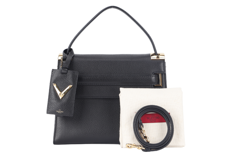 VALENTINO GARAVANI MY ROCKSTUD FRAME BAG MEDIUM BLACK CALFSKIN LEATHER GOLD HARDWARE WITH STRAP AND DUST COVER